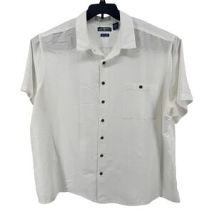 Campia Shirt Mens 4XL White Textured Short Sleeve Easy Care Camp Spot Bottom See